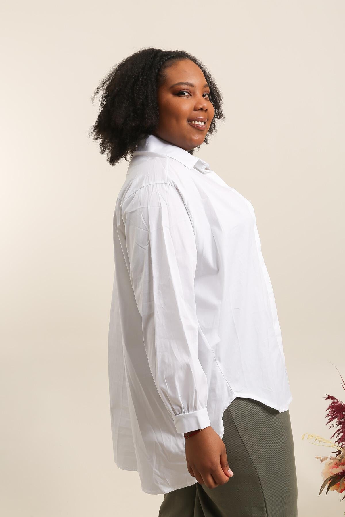 Plus Size Lång Poplin Skjorta