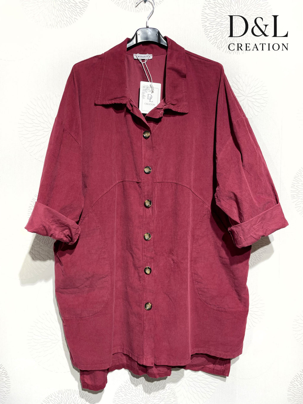 Lång Sammetsskjorta i 100% Bomull - Plus Size 38 till 52