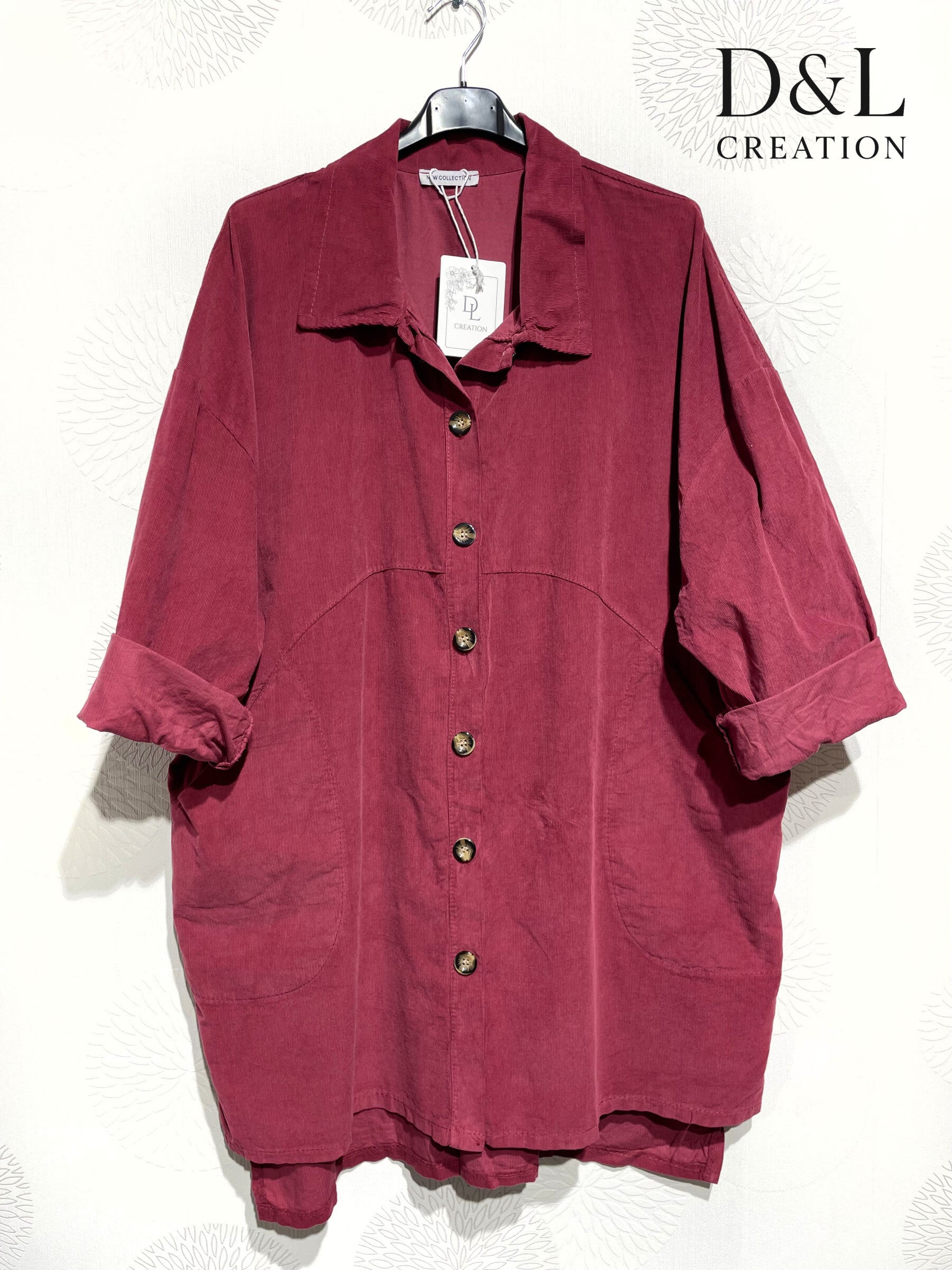 Lång Sammetsskjorta i 100% Bomull - Plus Size 38 till 52