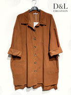Long velvet shirt 100% cotton sizes 38 to 52 i Plus Size