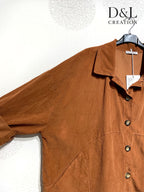 Lång Sammetsskjorta i 100% Bomull - Plus Size 38 till 52