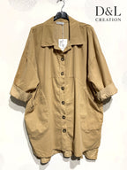 Long velvet shirt 100% cotton sizes 38 to 52 i Plus Size