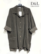 Long velvet shirt 100% cotton sizes 38 to 52 i Plus Size