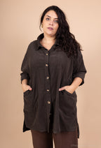Long velvet shirt 100% cotton sizes 38 to 52 i Stor Storlek