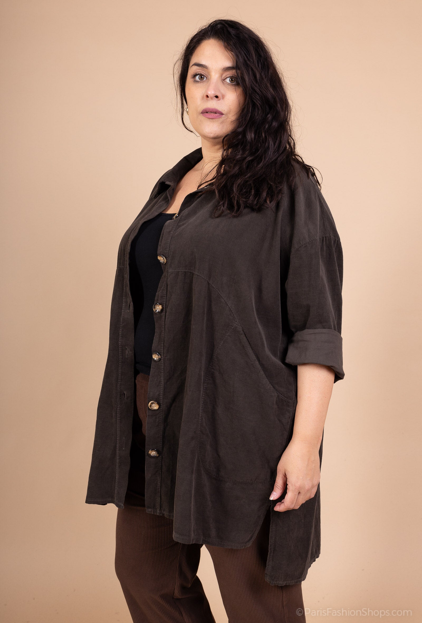 Lång sammetskjorta 100% bomull i storlek 38 till 52