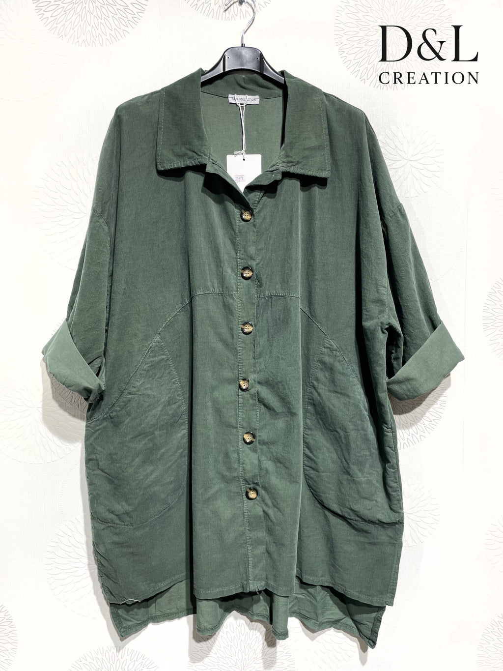 Long velvet shirt 100% cotton sizes 38 to 52 i Plus Size
