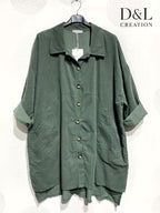 Long velvet shirt 100% cotton sizes 38 to 52 i Plus Size