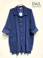 Long velvet shirt 100% cotton sizes 38 to 52 i Plus Size