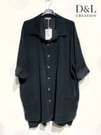 Long velvet shirt 100% cotton sizes 38 to 52 i Plus Size
