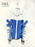 Plus Size Shirt sleeves short silver stripes with T40 to T54 print