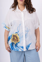 Plus Size Shirt sleeves short silver stripes with T40 to T54 print