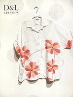 Plus Size Shirt sleeves short silver stripes with T40 to T54 print