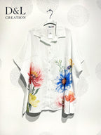 Plus Size Shirt sleeves short silver stripes with T40 to T54 print