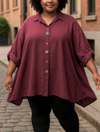 Oversized Skjorta med Tre Pin i Plus Size