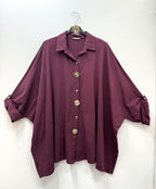 Oversized Skjorta med Tre Pin i Plus Size