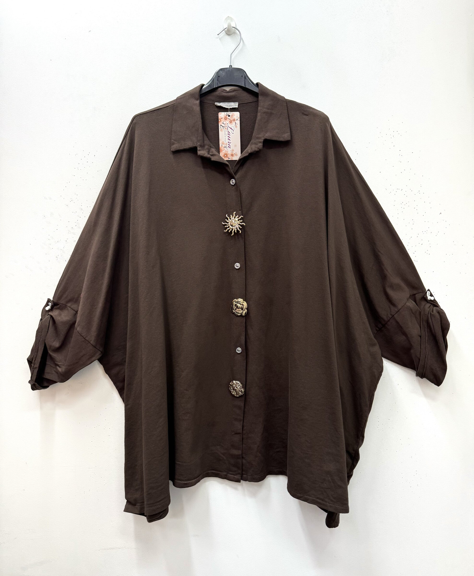 Oversized Skjorta med Tre Pin i Plus Size