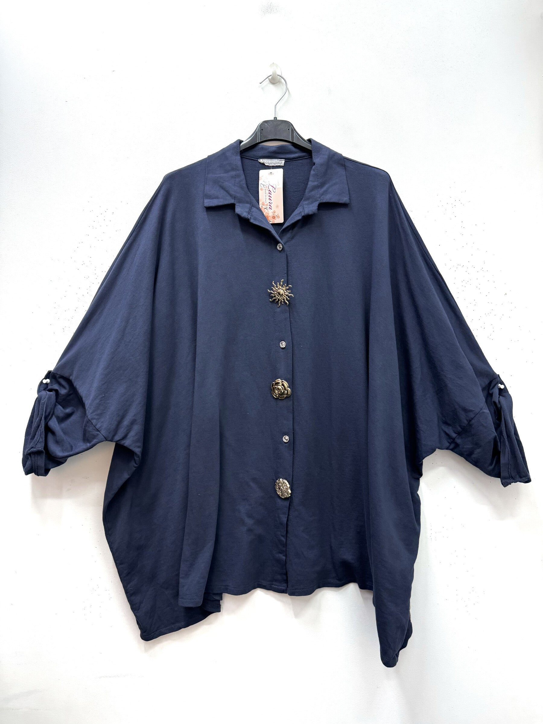 Oversized Skjorta med Tre Pin i Plus Size