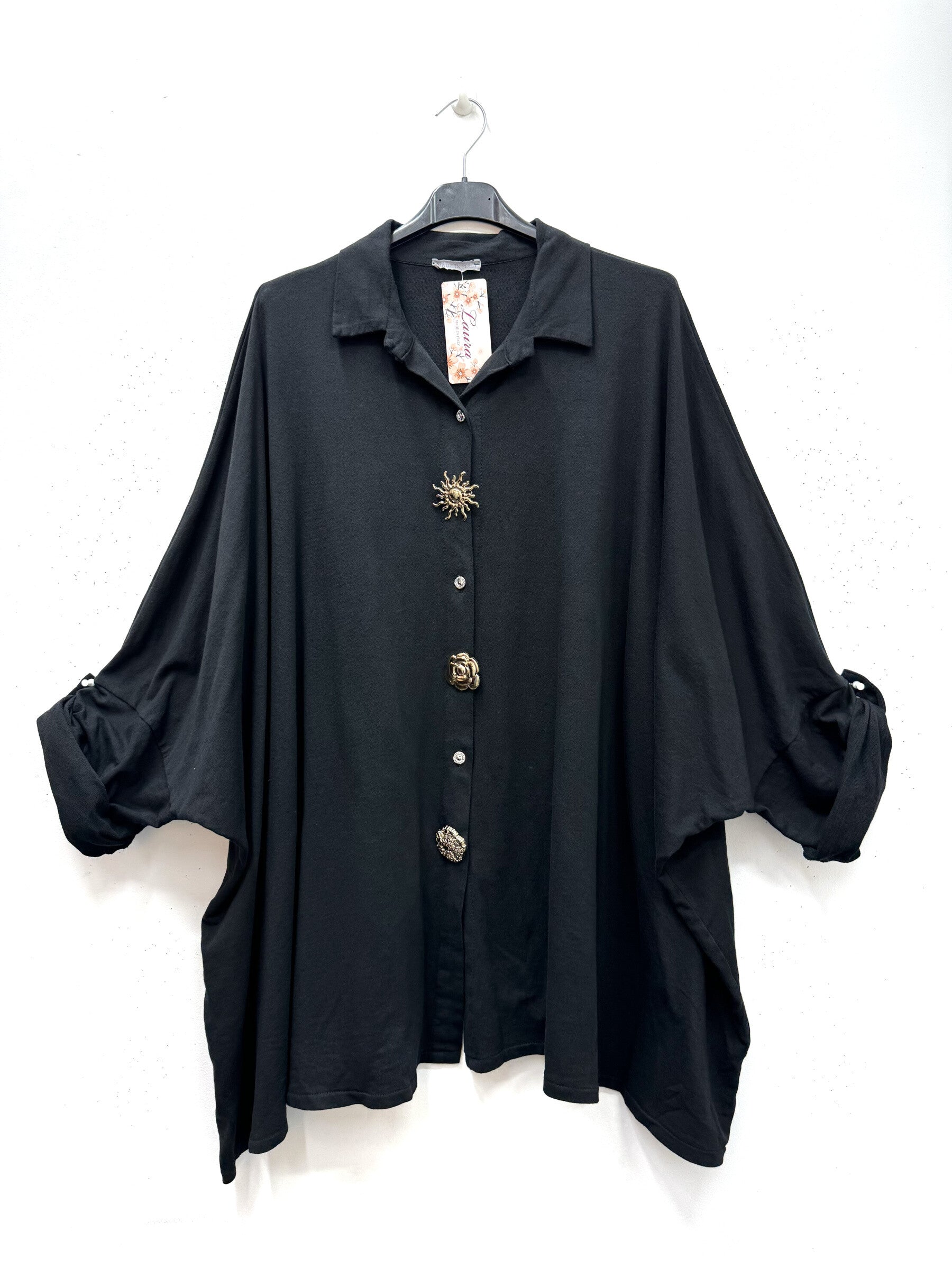 Oversized Skjorta med Tre Pin i Plus Size