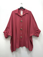 Oversized Skjorta med Tre Pins i Stor Storlek