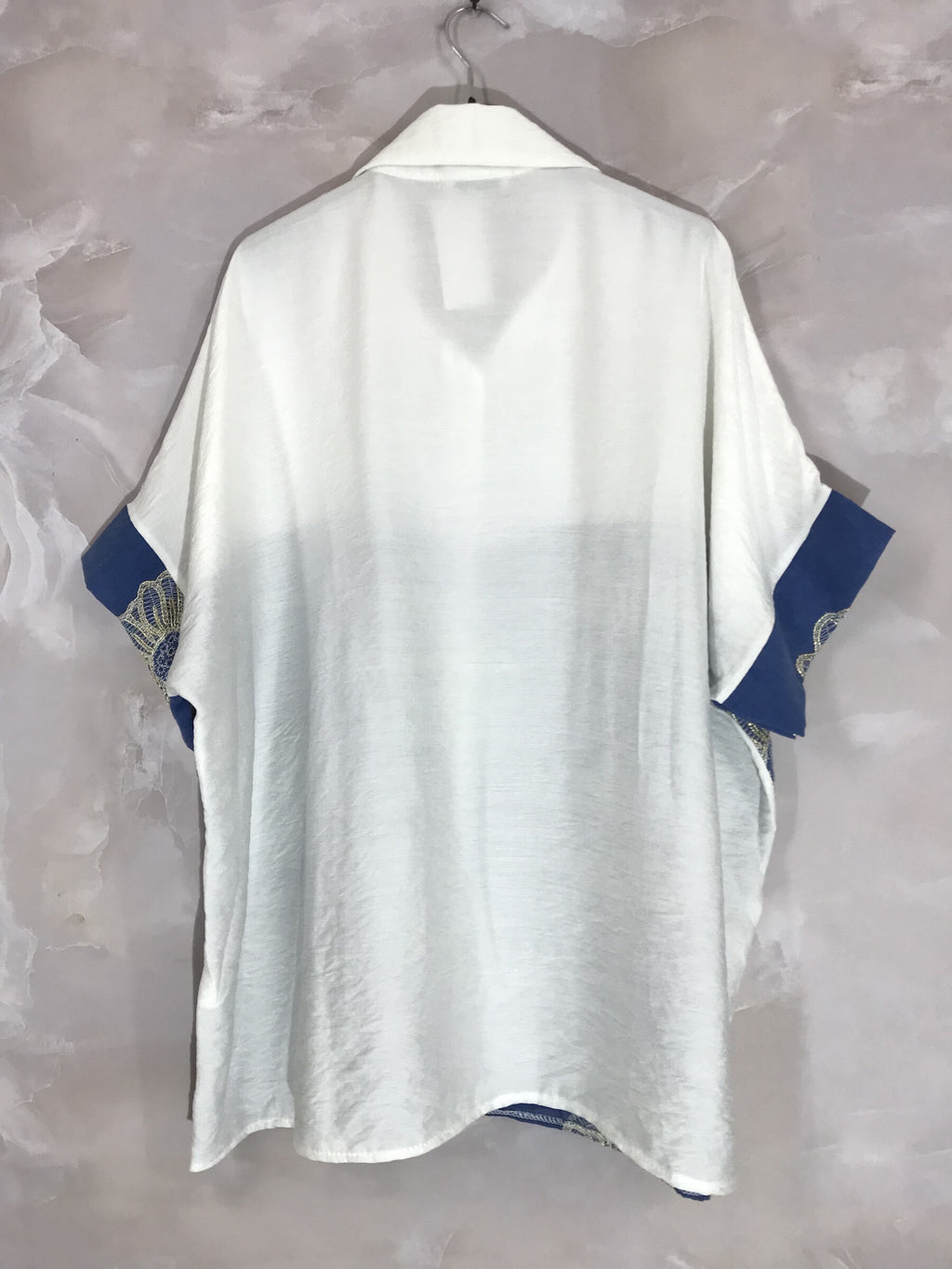 Plus Size Oversize Patchwork Skjorta med T40 Broderi till T56