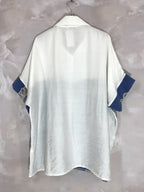 Plus Size Oversize Patchwork Skjorta med T40 Broderi till T56
