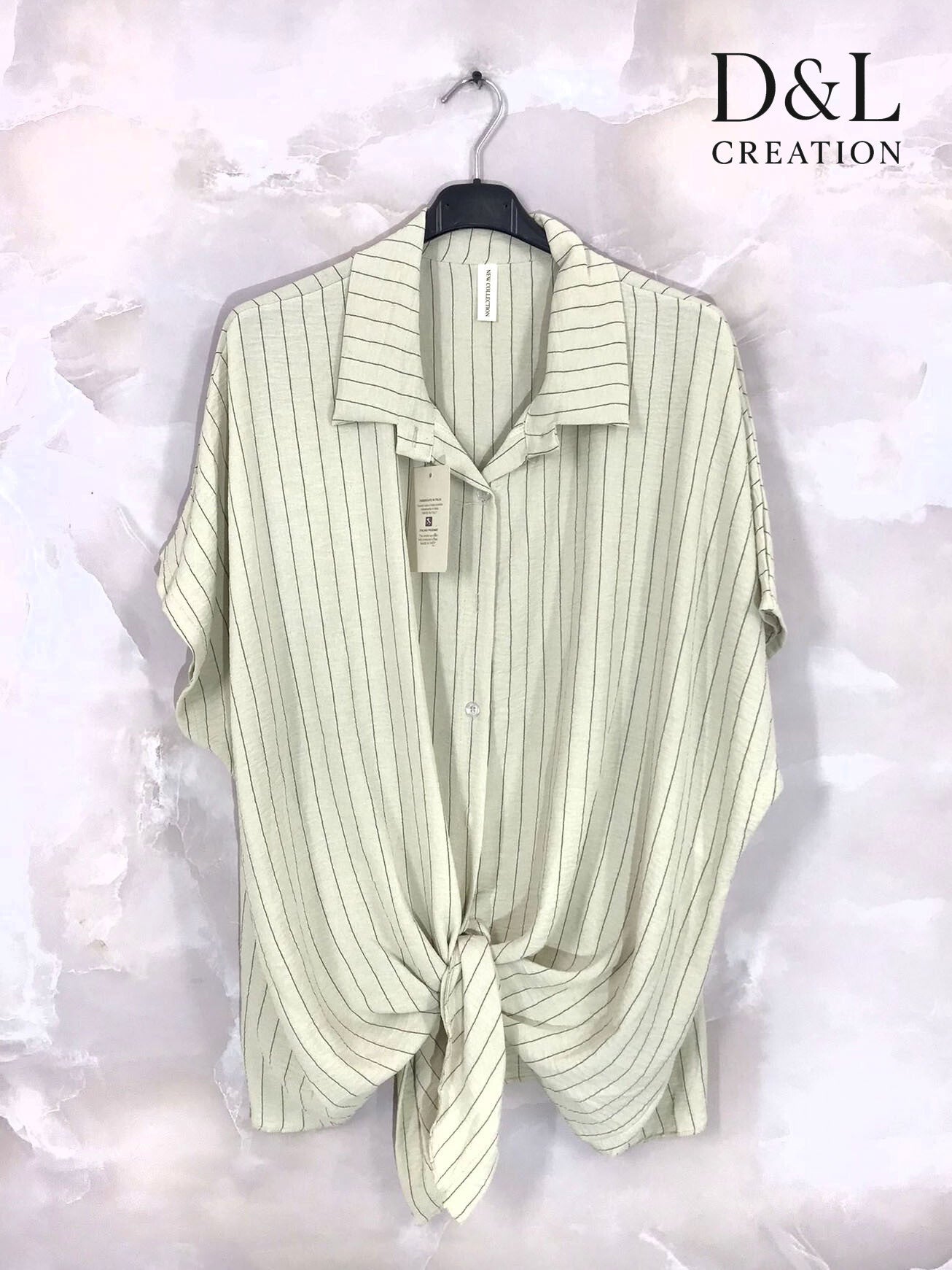 Plus Size Striped shirt tied in front T38 to T56