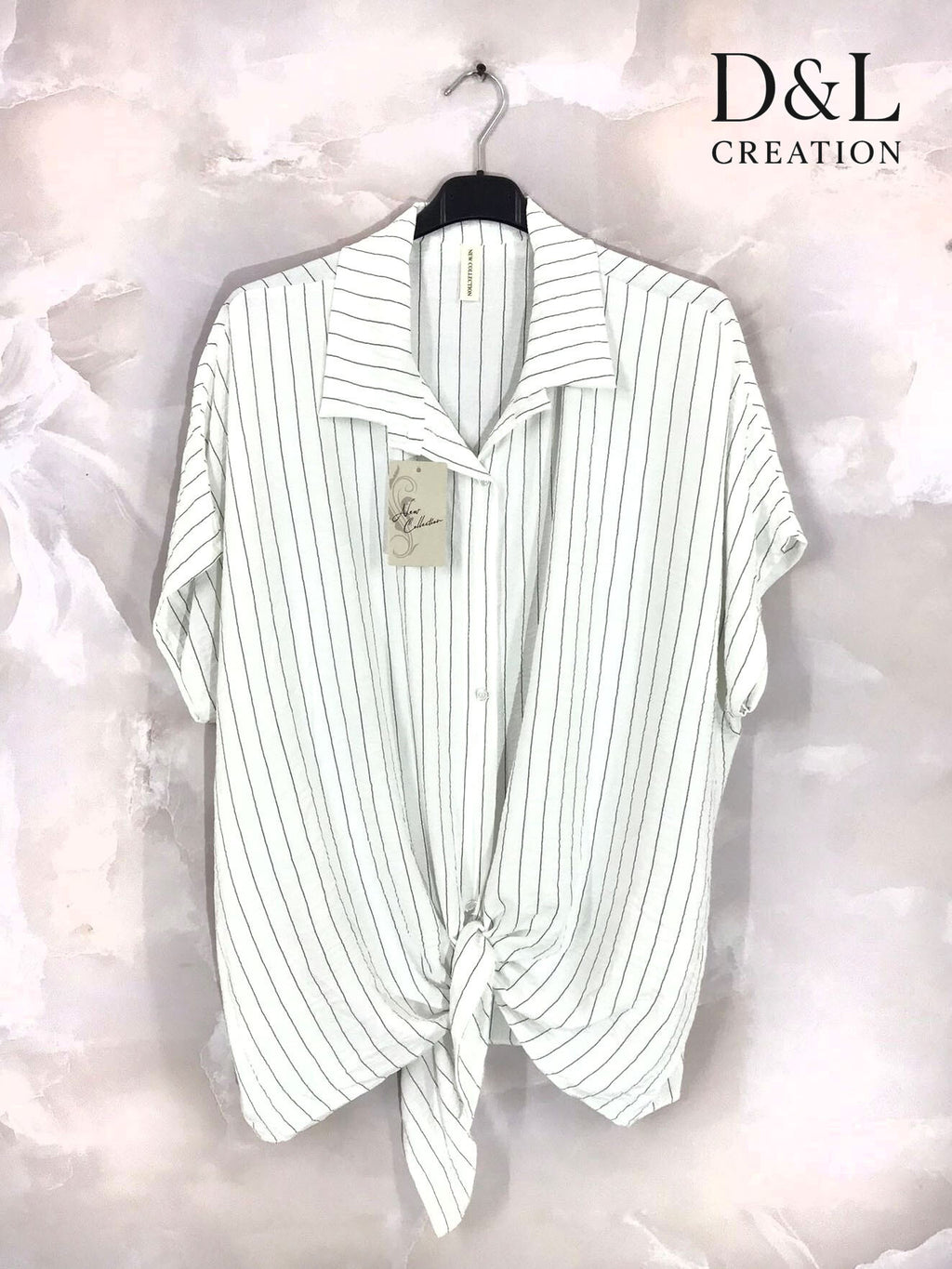 Plus Size Striped shirt tied in front T38 to T56