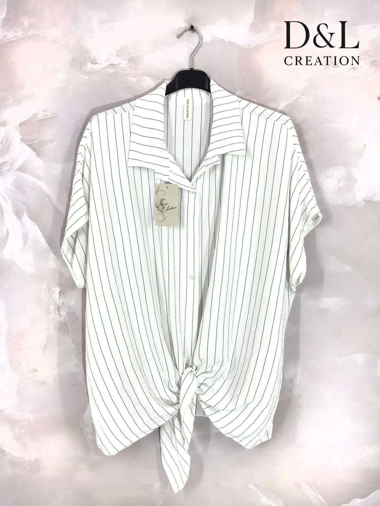 Plus Size Striped shirt tied in front T38 to T56