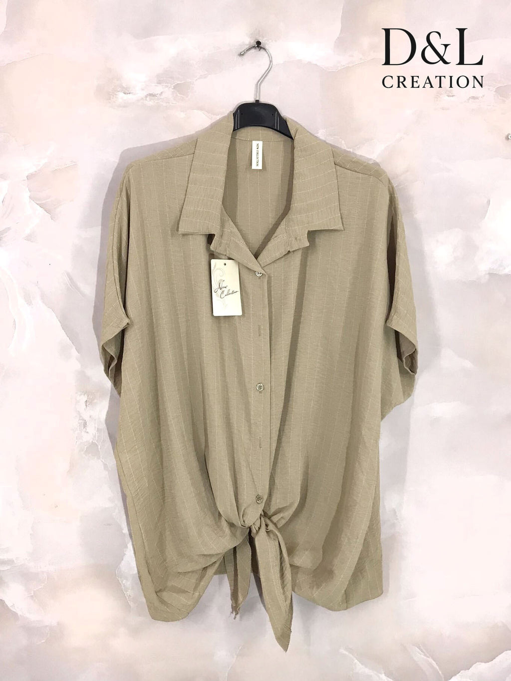 Plus Size Striped shirt tied in front T38 to T56