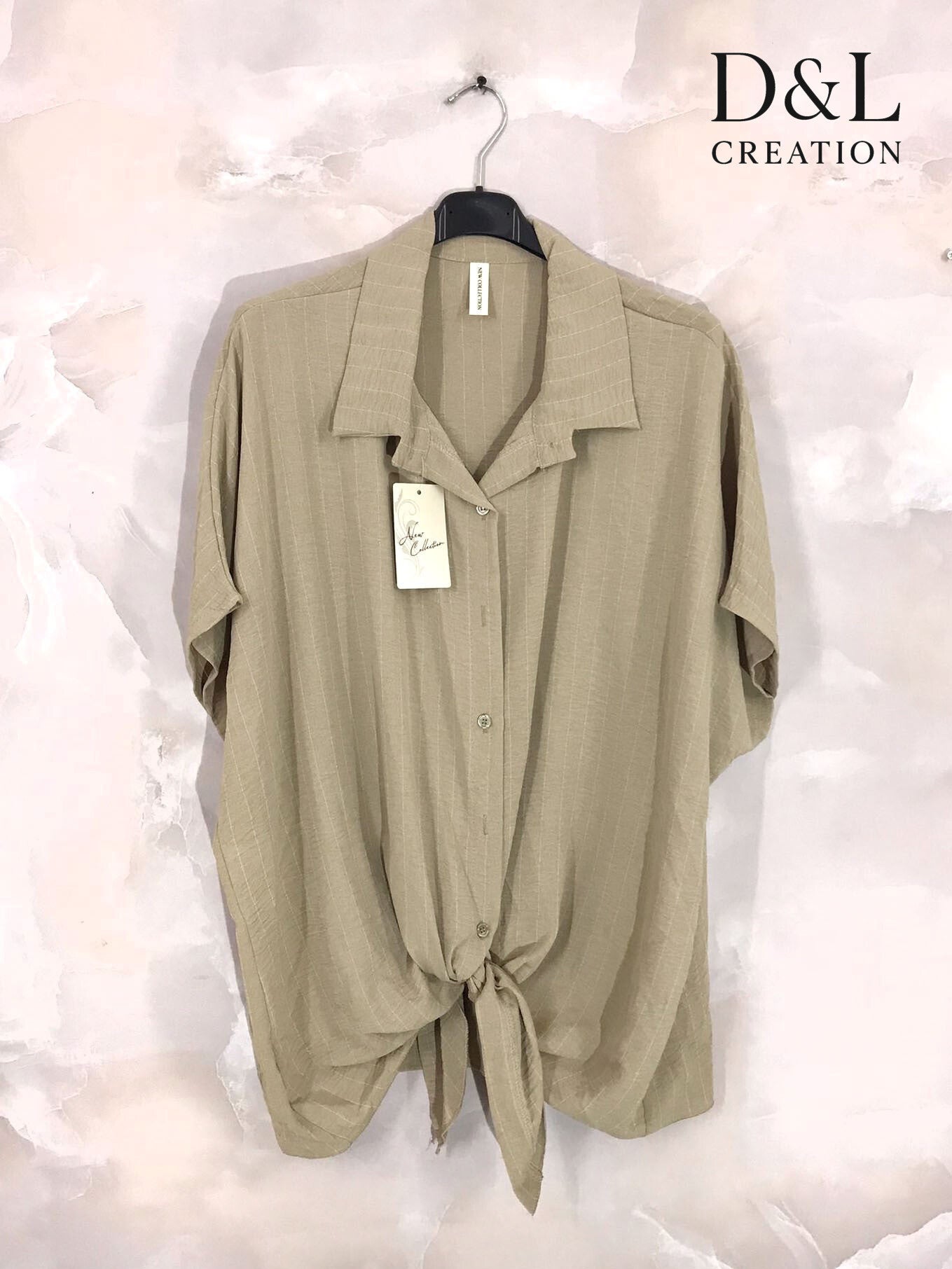 Plus Size Striped shirt tied in front T38 to T56