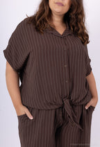 Plus Size Striped shirt tied in front T38 to T56