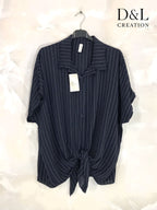 Plus Size Striped shirt tied in front T38 to T56