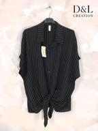Plus Size Striped shirt tied in front T38 to T56