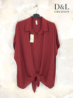 Plus Size Striped shirt tied in front T38 to T56