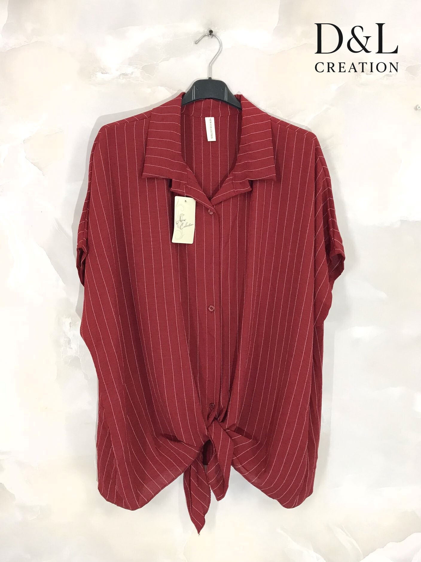 Plus Size Striped shirt tied in front T38 to T56