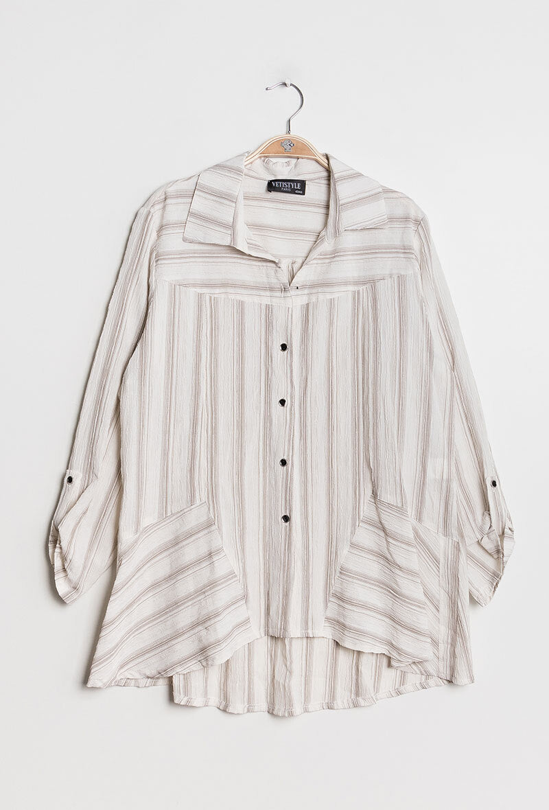 Plus Size Randig Skjorta