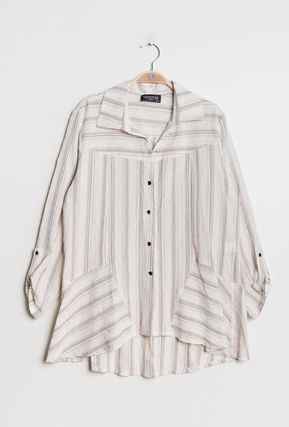 Plus Size Randig Skjorta