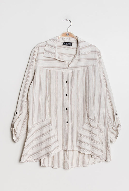 Plus Size Randig Skjorta