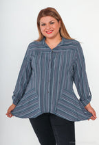 Plus Size Randig Skjorta