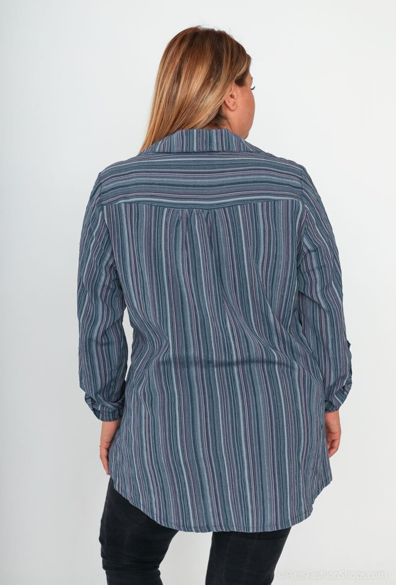 Plus Size Randig Skjorta