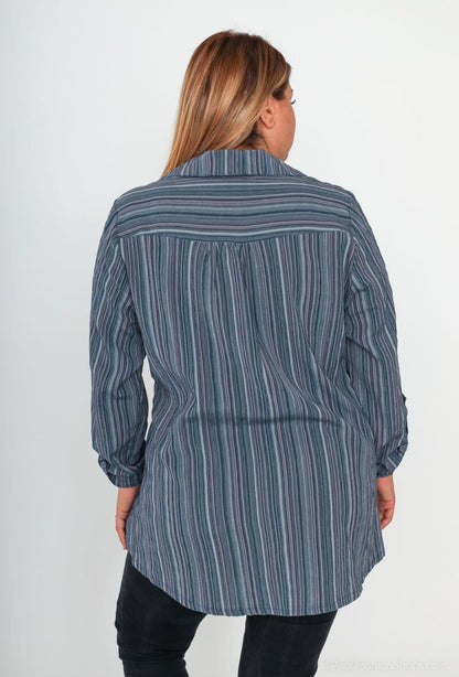 Plus Size Randig Skjorta