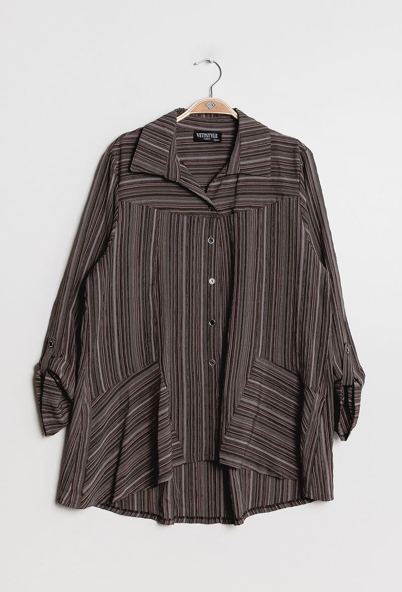 Plus Size Randig Skjorta