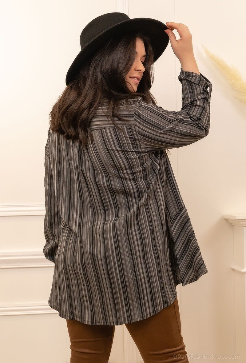Plus Size Randig Skjorta