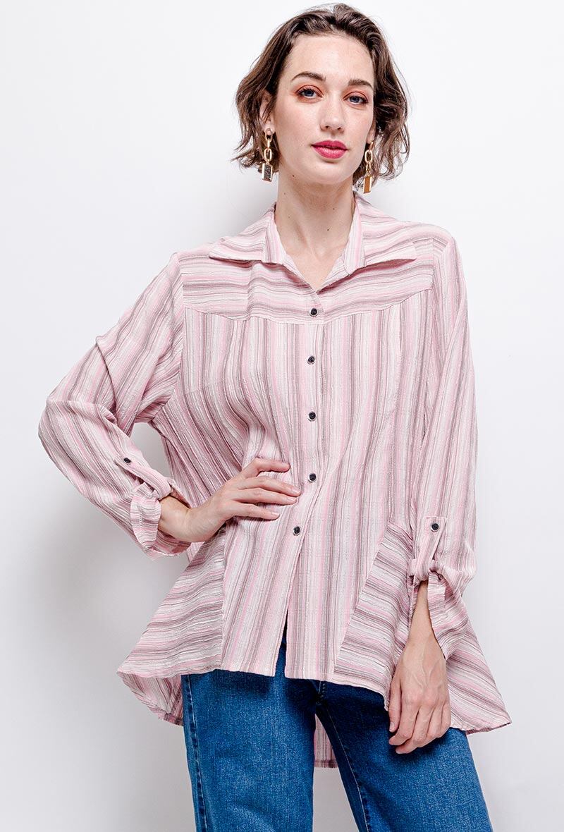 Plus Size Randig Skjorta