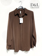 Flowy and soft thick satin shirt with hidden buttons