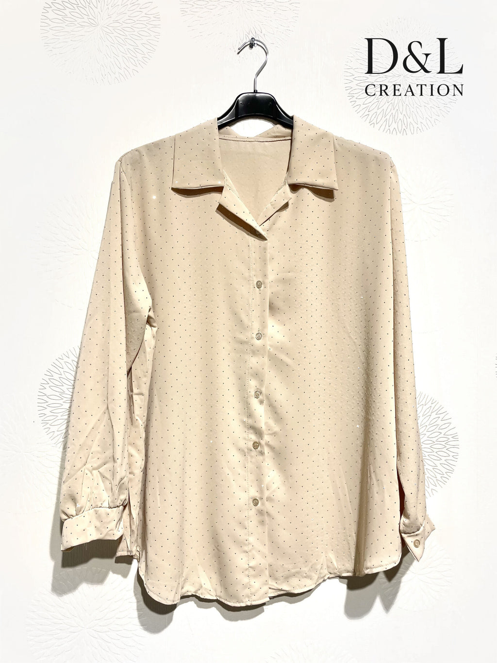 Satinblus med rhinstenar i storlek 38 till 48