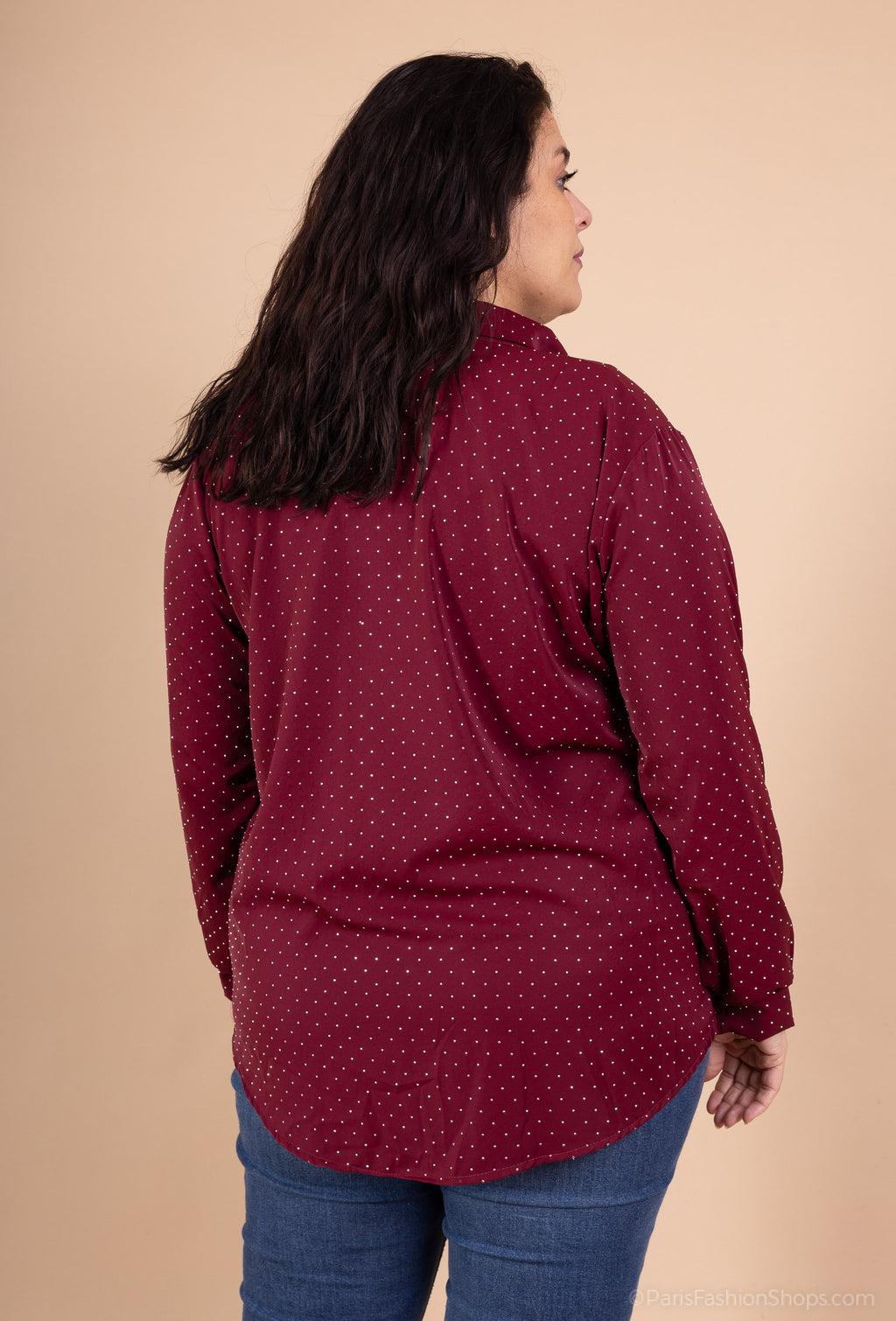 Satinblus med rhinstenar i storlek 38 till 48