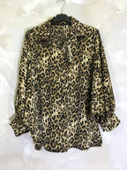 Plus Size Léopard / python printed satin shirt