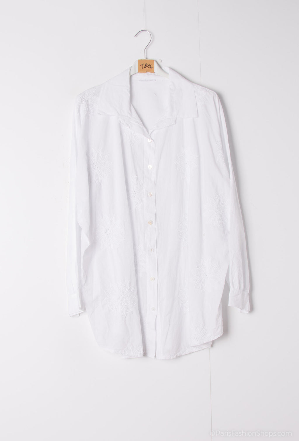 Plus Size Cotton blouse/shirt with english flower embroidery