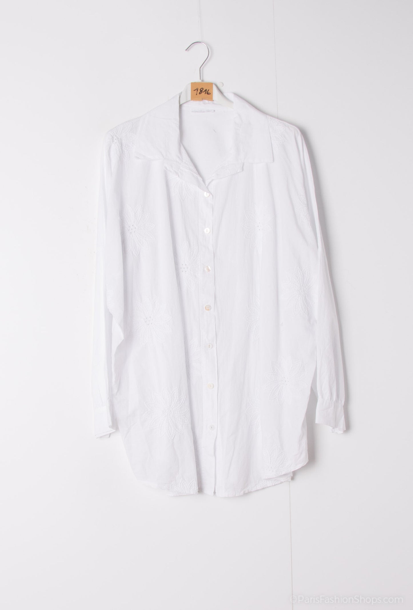 Plus Size Cotton blouse/shirt with english flower embroidery